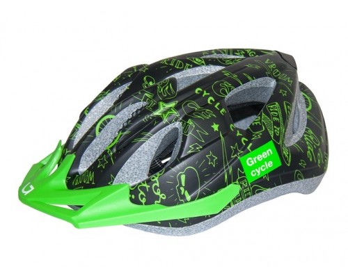 Шлем детский Green Cycle Fast Five черно-зеленый (2874)