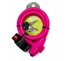 Велозамок-трос Vinca sport VS 582 pink ключ (арт.2227)