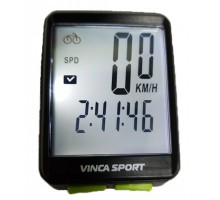 Велокомпьютер Vinca sport V 1507 беспроводной с подсветкой экрана (черно-зеленый) (арт.4630)