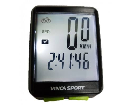 Велокомпьютер Vinca sport V 1507 беспроводной с подсветкой экрана (черно-зеленый) (арт.4630)
