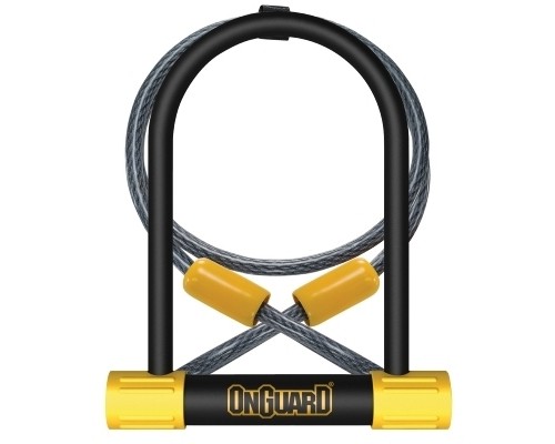 Велозамок-скоба ONGUARD BULLDOG DT 8012 размер 115 x 230мм толщ 13мм трос 120см х 10мм ключ (арт.2883)